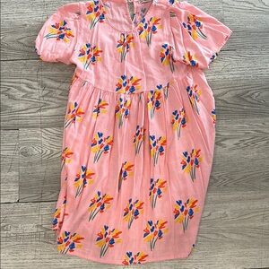 Bobo Choses Pink Floral Cotton Dress with Bright Blooms